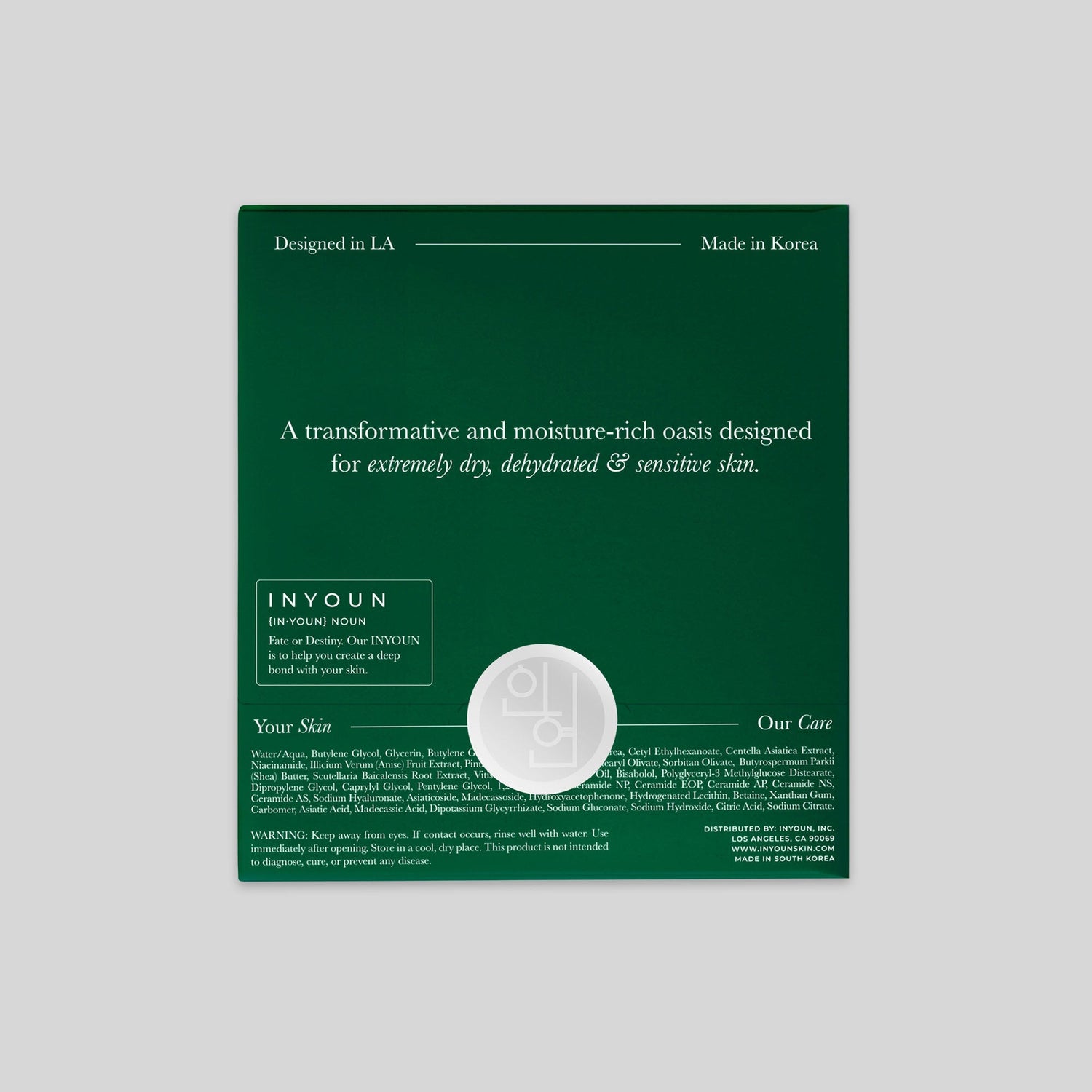 INYOUN Skin body sheet mask box, back