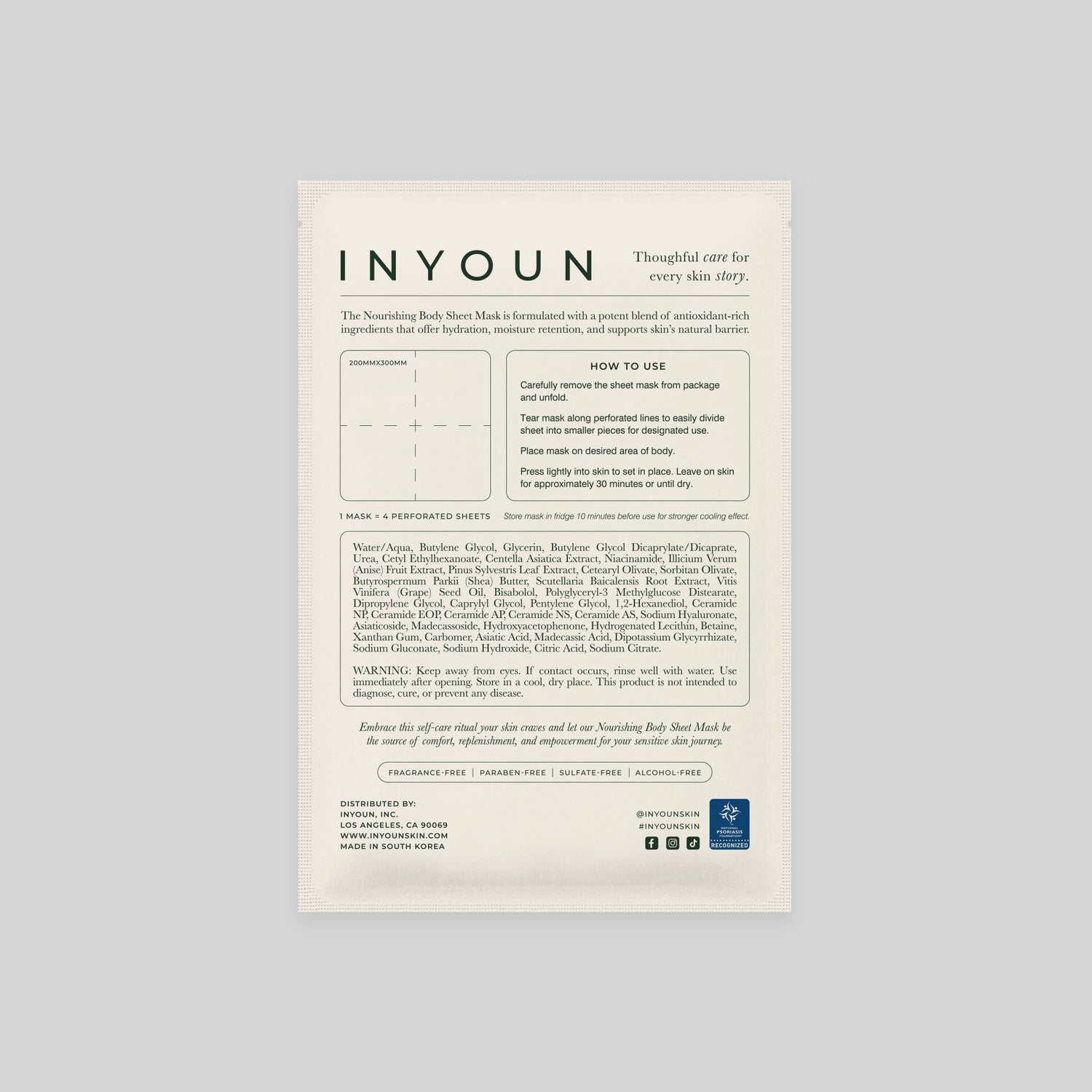 INYOUN Skin body sheet mask pouch, back
